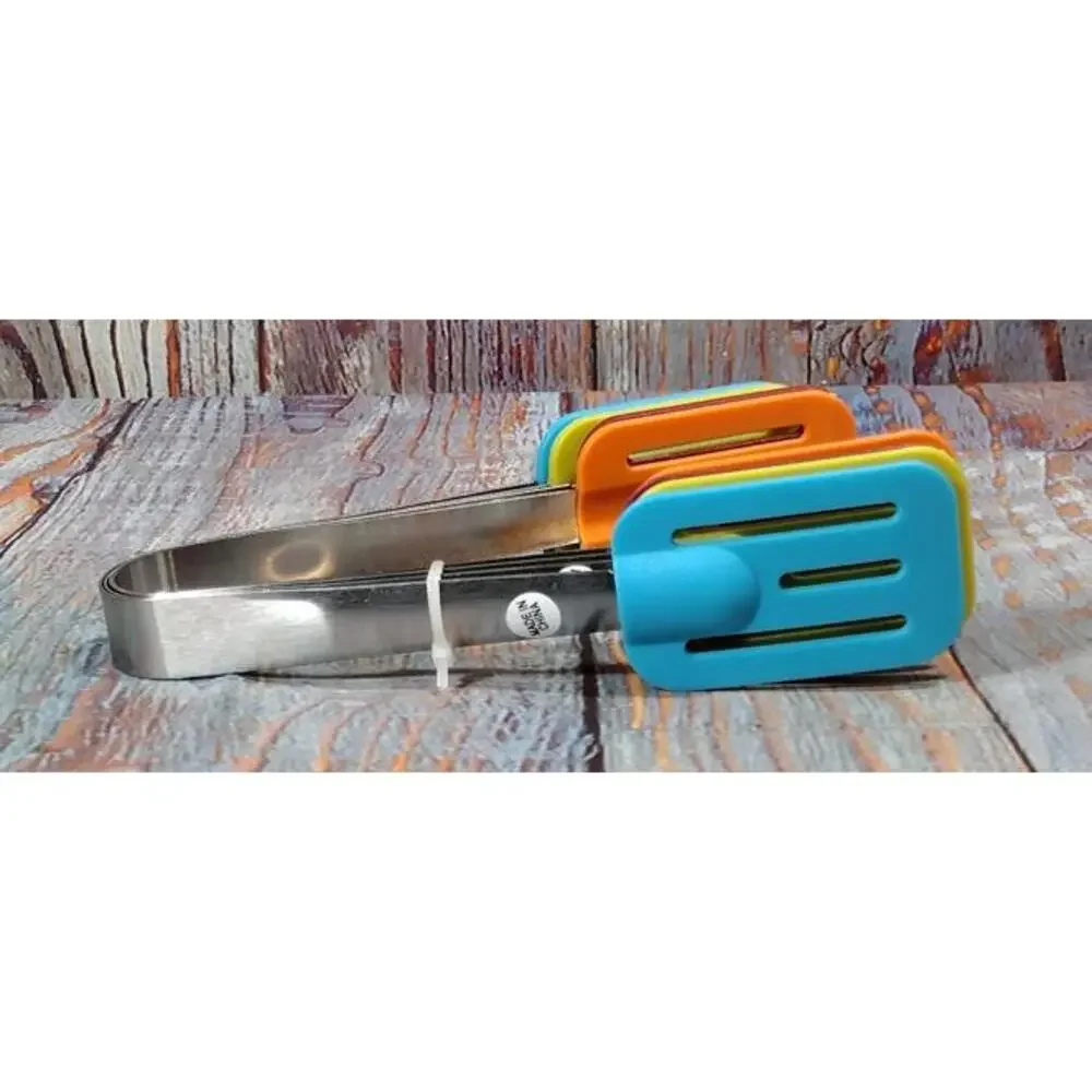 Kitchen Mini Tongs Set‎ Of 4 Nylon Heads Utensils Serving Tools Colorful NEW